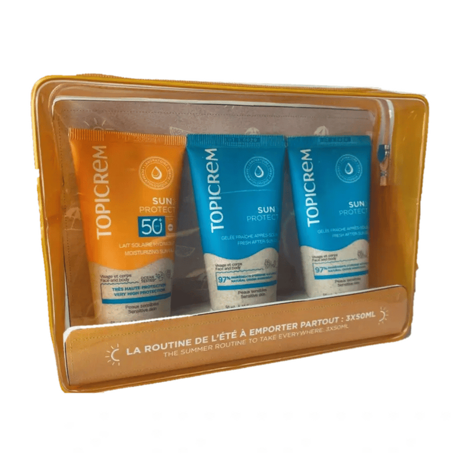 Topicrem Sun TRAVEL KIT (Sun milk + Fresh gel + Shower gel 3x50ml)- Lillys Pharmacy and Health Store