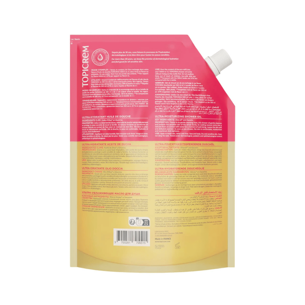 Topicrem Ultra-Hydratant Shower Oil 1l refill- Lillys Pharmacy and Health Store