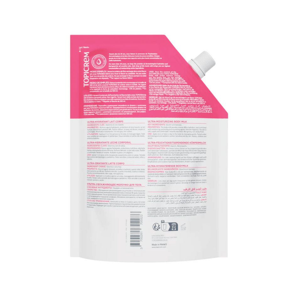 Topicrem Ultra-Moisturizing Body Milk 500ml refill- Lillys Pharmacy and Health Store