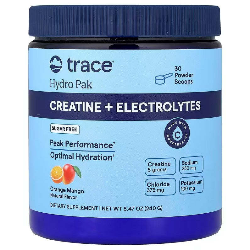 Trace Minerals Hydro Pak Creatine + Electrolytes, Orange Mango - 240g - Lilly's Pharmacy