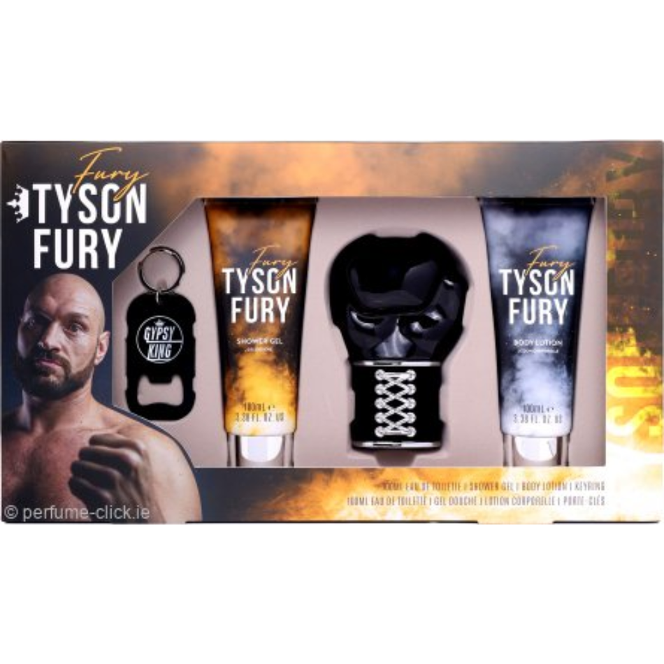 Tyson Fury 100ml 4pc Gift Set100ml Edt Spr, 100ml Shower Gel, 100ml Body Lotion, Key Ring- Lillys Pharmacy and Health Store