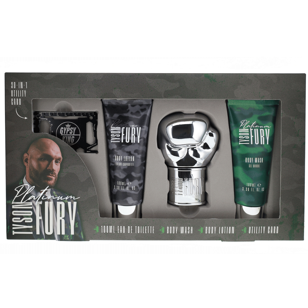 Tyson Fury Platinum 100ml 3 Piece Gift Set - 100ml Body Wash, 100ml Body Lotion, 100ml Eau de Toilette Spray- Lillys Pharmacy and Health Store