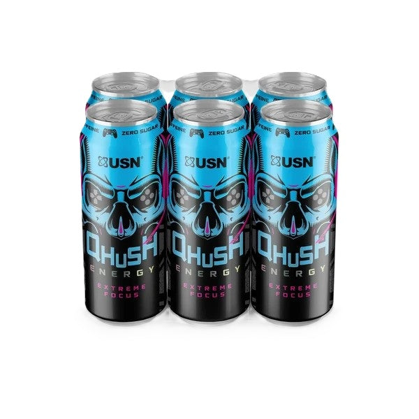 USN Qhush Energy Drink, Gaming - 6 x 500 ml. - Lilly’s Pharmacy & Health Store