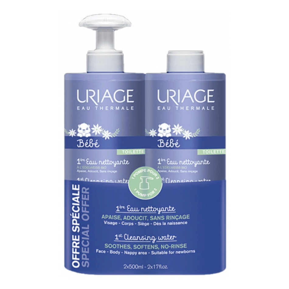 Uriage Baby's 1st Cleansing Water Duo 2x500ml- Lillys Pharmacy and Health Store