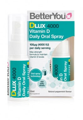 BetterYou DLux 4000 Daily Vitamin D Oral Spray, Natural Peppermint - 15 ml