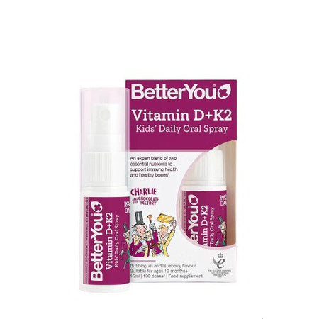 BetterYou Vitamin D+K2 Kid's Daily Oral Spray, Bubblegum & Blueberry - 15 ml
