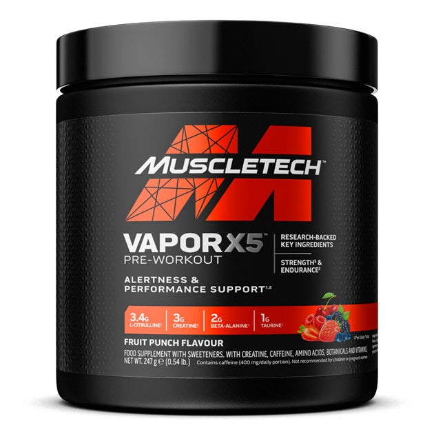 MuscleTech Vapor X5 Pre - Workout, Fruit Punch - 247g