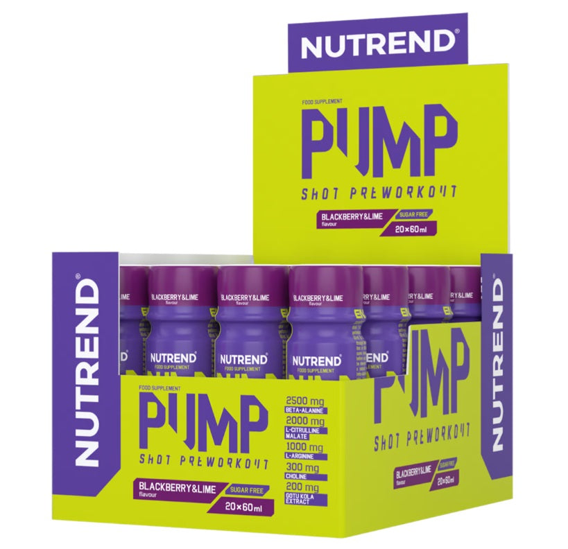 Nutrend Pump Pre - Workout Shot, Blackberry & Lime - 20 x 60 ml