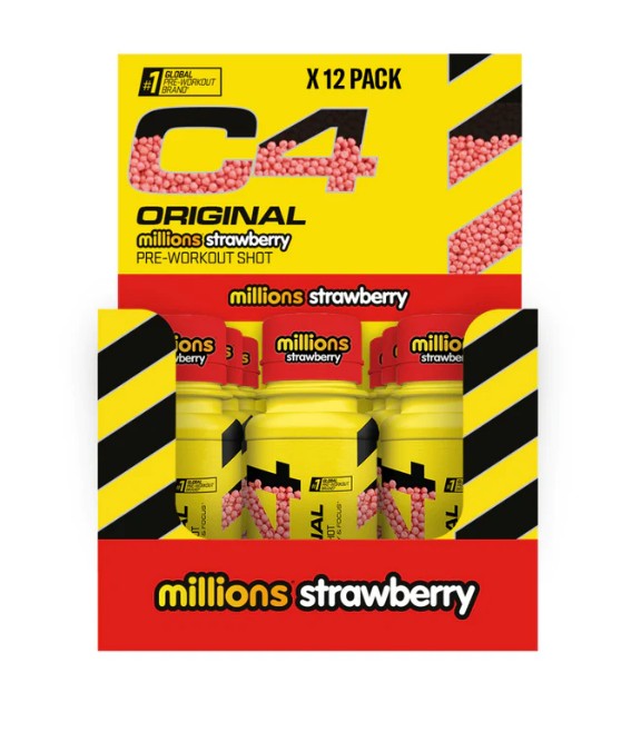 Cellucor C4 Original Pre - Workout Shot, Millions Strawberry - 12 x 60 ml