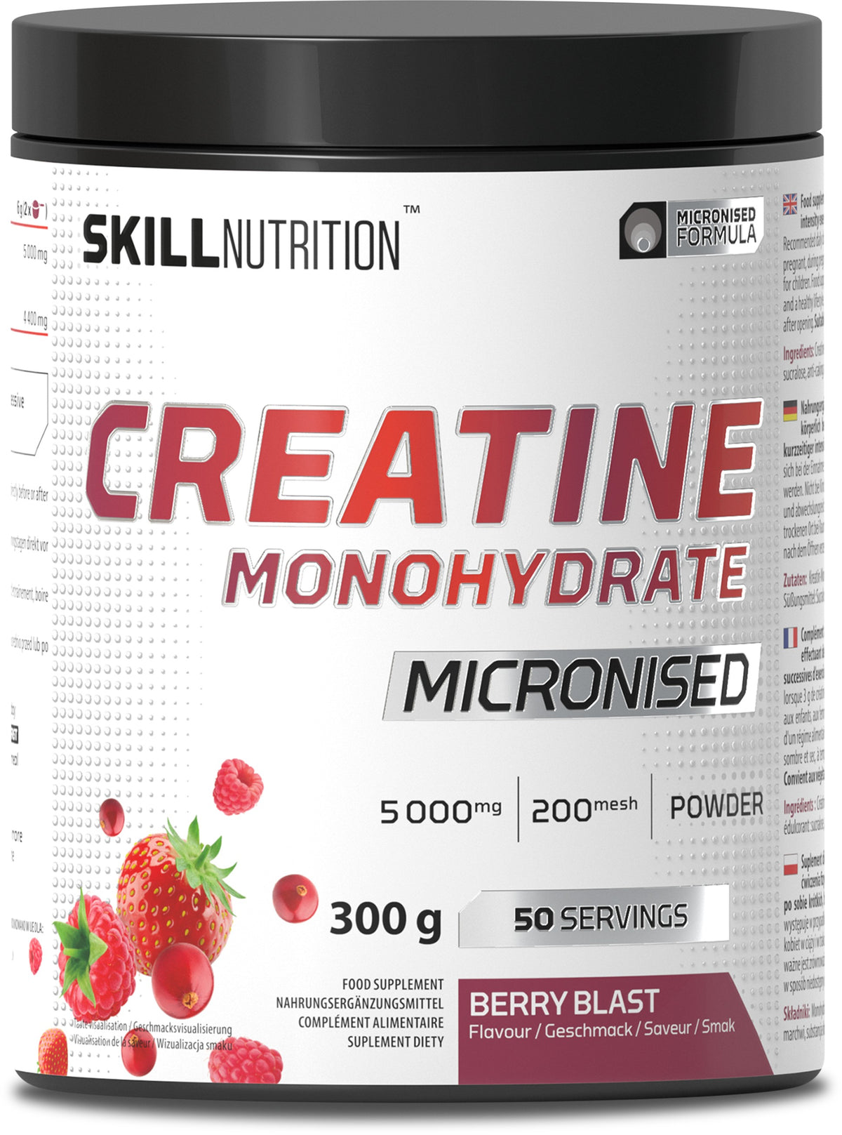 Skill Nutrition Micronised Creatine Monohydrate Flavoured, Berry Blast - 300g