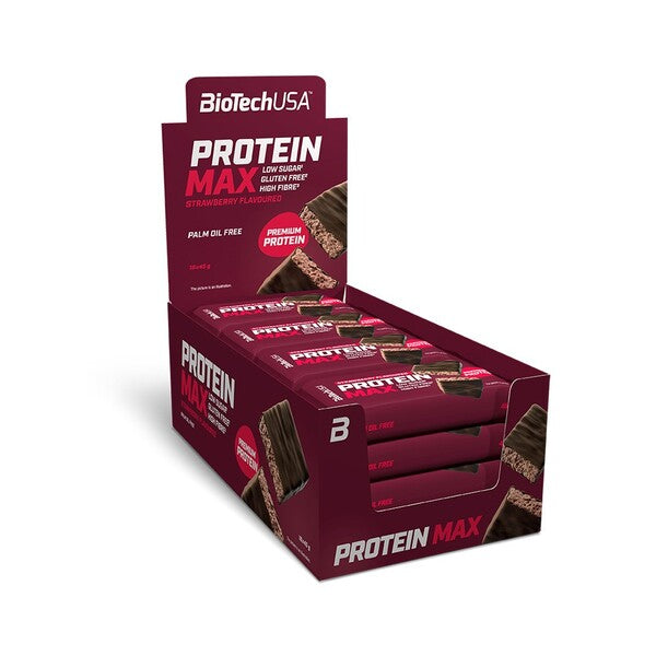 BioTechUSA Protein Max Bar, Strawberry - 16 x 45g