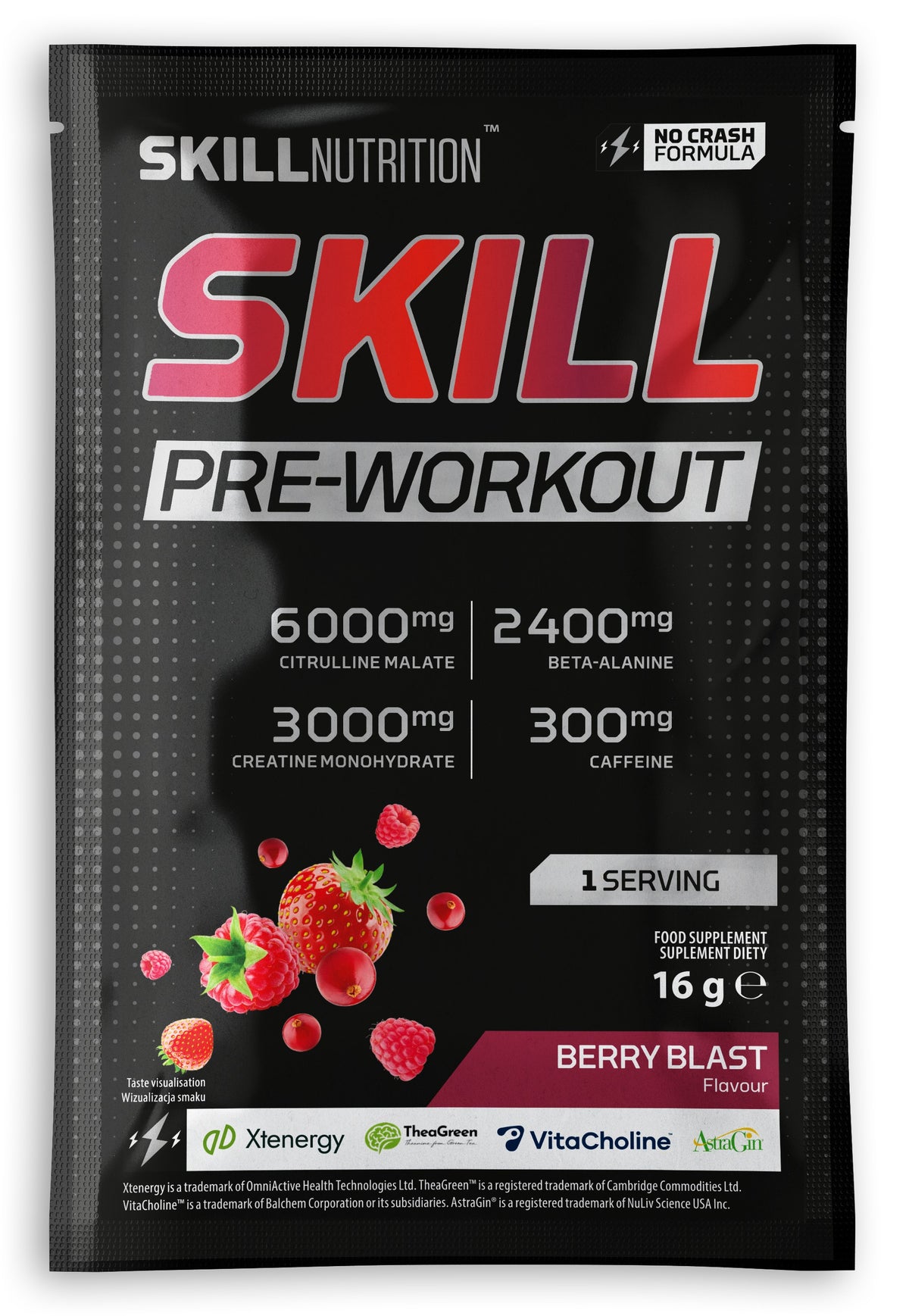 Skill Nutrition Skill Pre - Workout, Berry Blast - 16 - 16.5g (1 serving)