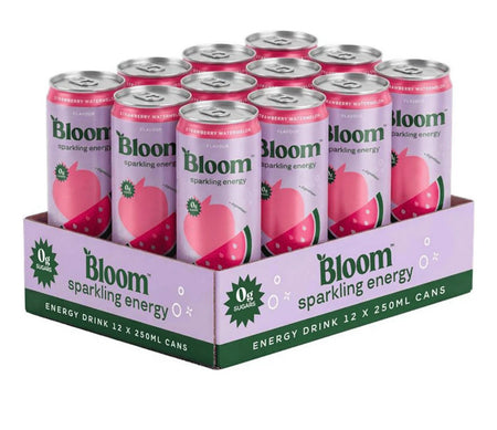 Bloom Sparkling Energy, Strawberry Watermelon - 12 x 250ml
