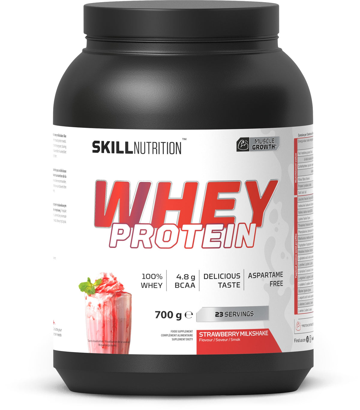 Skill Nutrition Whey Protein Powder, Strawberry Milkshake - 700g