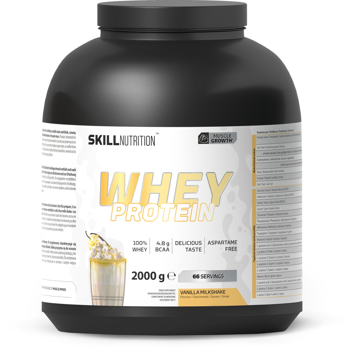 Skill Nutrition Whey Protein Powder, Vanilla Milkshake - 2000g