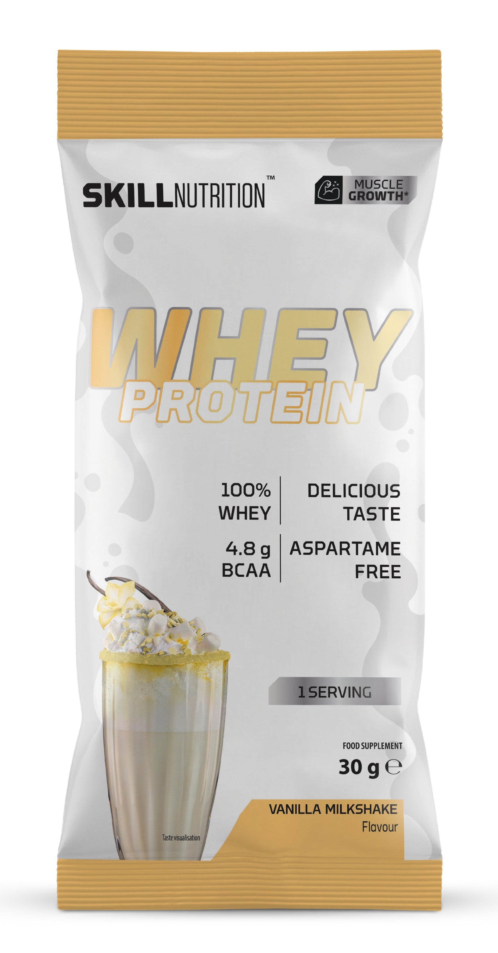 Skill Nutrition Whey Protein Powder, Vanilla Milkshake - 30g (1 serving)