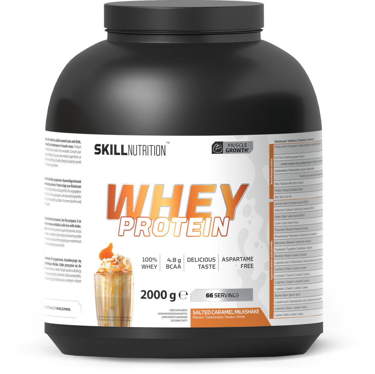 Skill Nutrition Whey Protein Powder, Salted Caramel Milkshake - 2000g