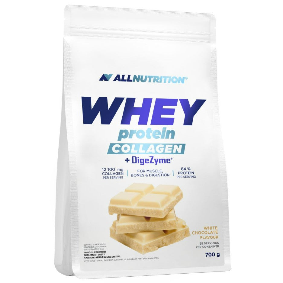 Allnutrition Whey Protein Collagen + DigeZyme, White Chocolate - 700g