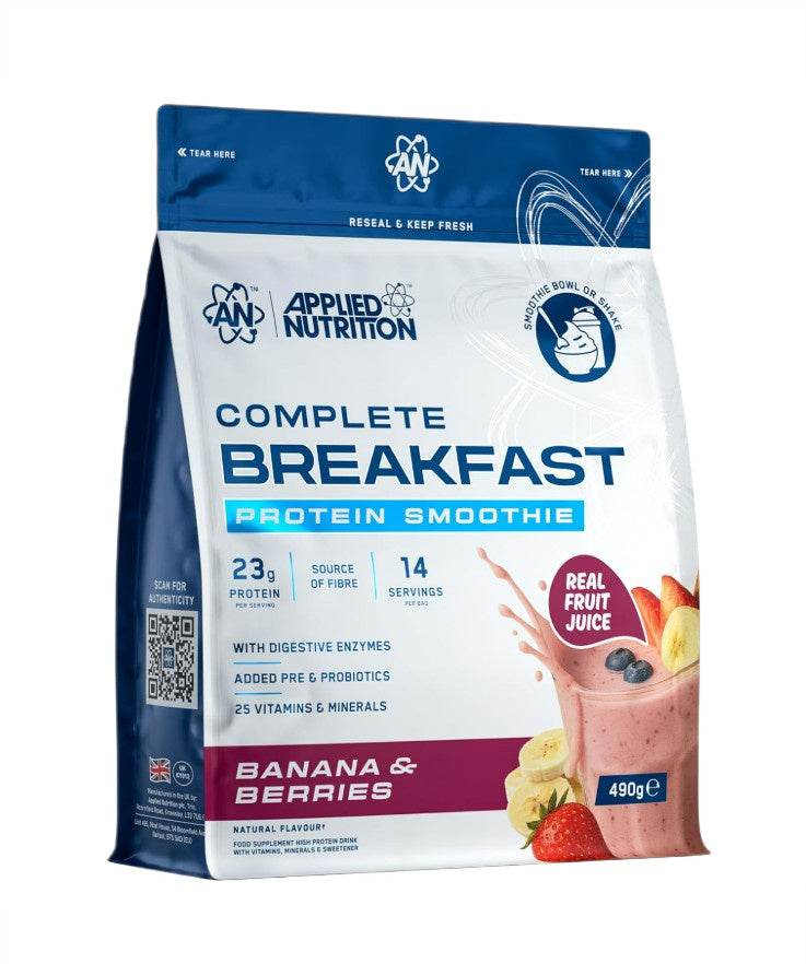 Applied Nutrition Complete Breakfast Protein Smoothie, Banana & Berries - 490g